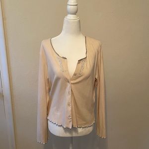 Vintage cream sweater with blue lacing